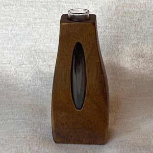 Mini wood glass bud vase peek-a-boo cutout